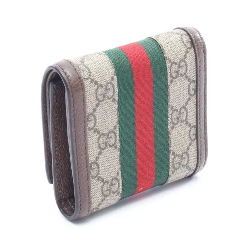 Gucci fold Multicolor Brown Leather Wallet GG Ophidia Beige Bi Sherry Brown Tan